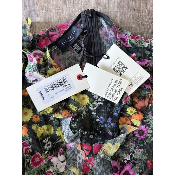 Ted Baker Women's Sleeveless Waterfall‎ Midi Dress in Black, Gloriha Size 1 - Picture 7 of 13